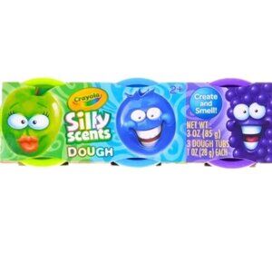 NEW Crayola Silly Scents Dough 2+ Green/Blue/Purple